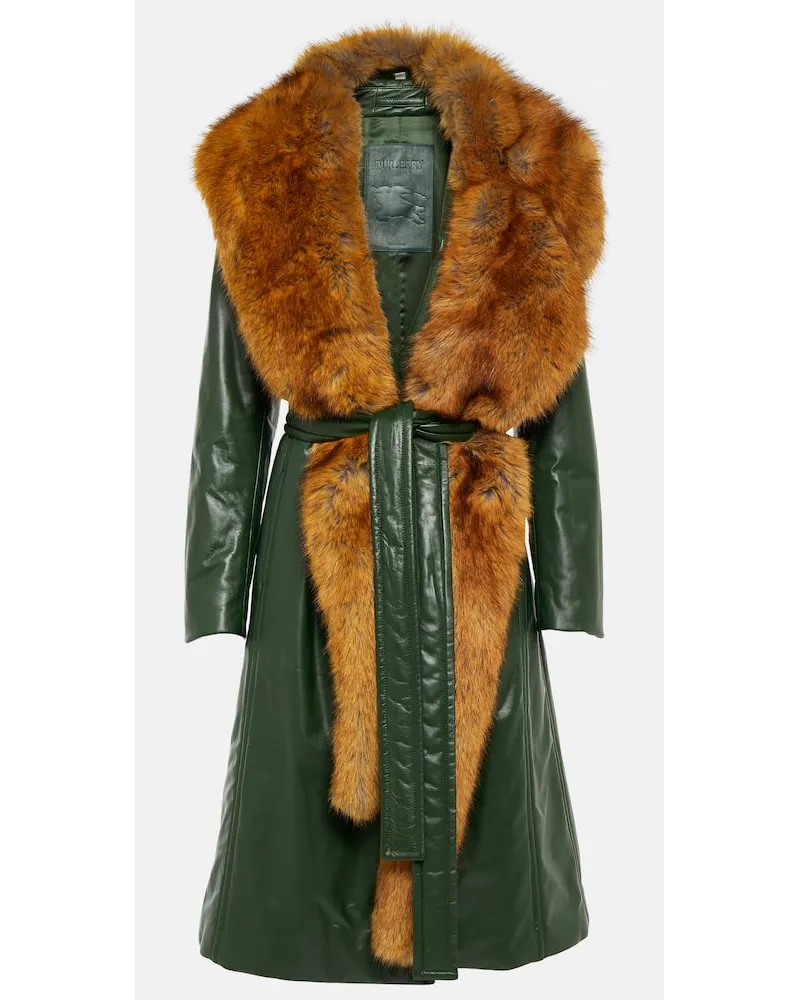 Burberry Cappotto in pelle con shearling sintetico Verde