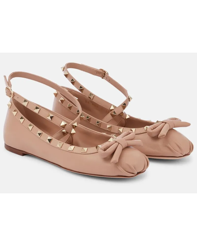 Valentino Garavani Ballerine Rockstud in pelle Beige