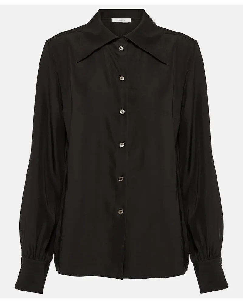 The Row Camicia Conan in crÃªpe de chine di seta Nero