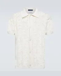 Frescobol Carioca Camicia Raul in crochet di cotone Bianco