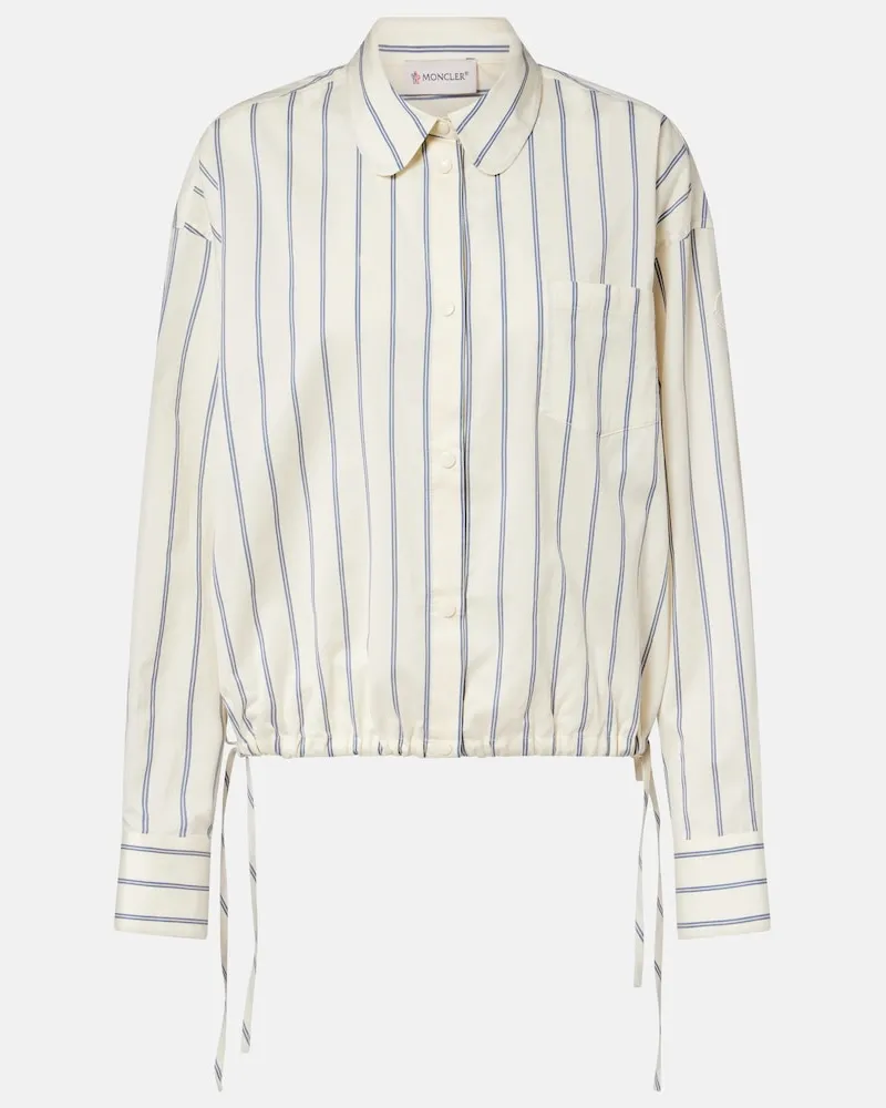 Moncler Camicia in cotone e seta a righe Bianco