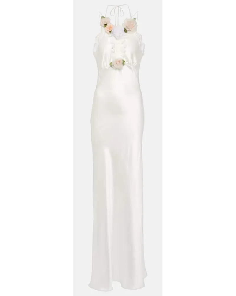 Rodarte Bridal - Abito lungo in seta con applicazioni Bianco