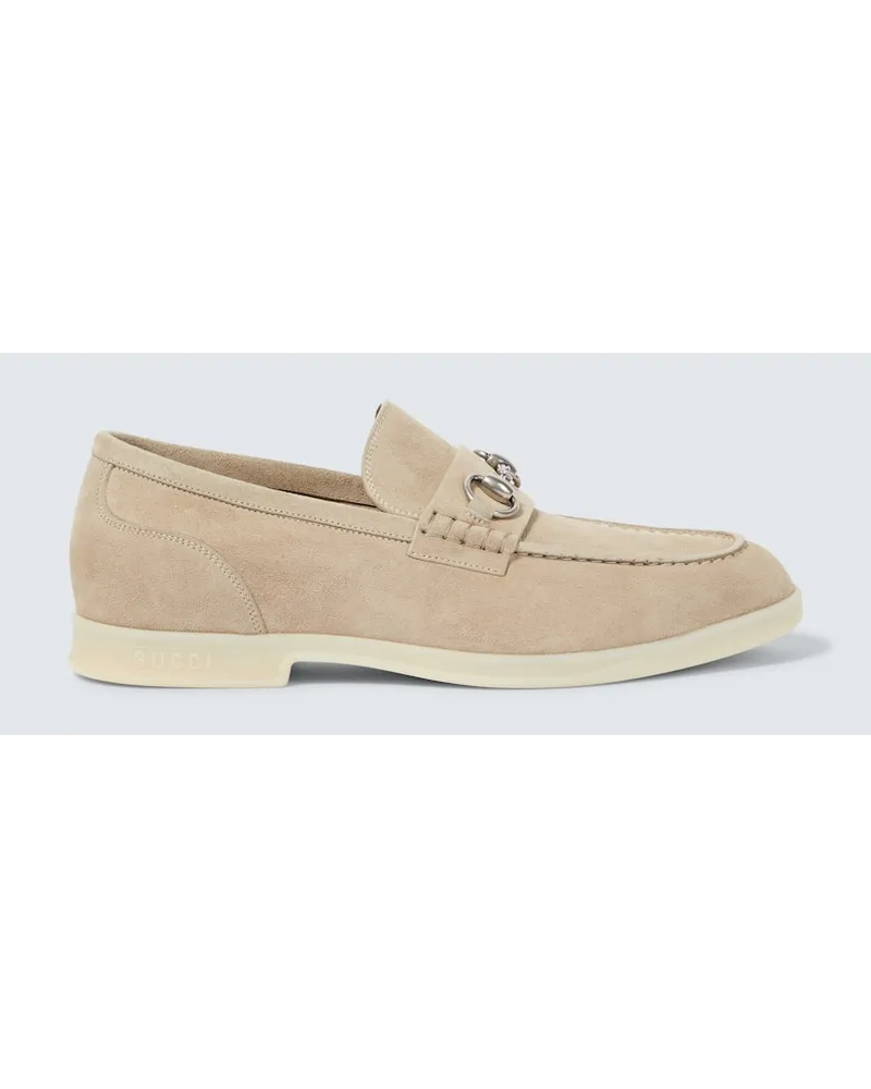 Gucci Mocassini Horsebit in suede Beige