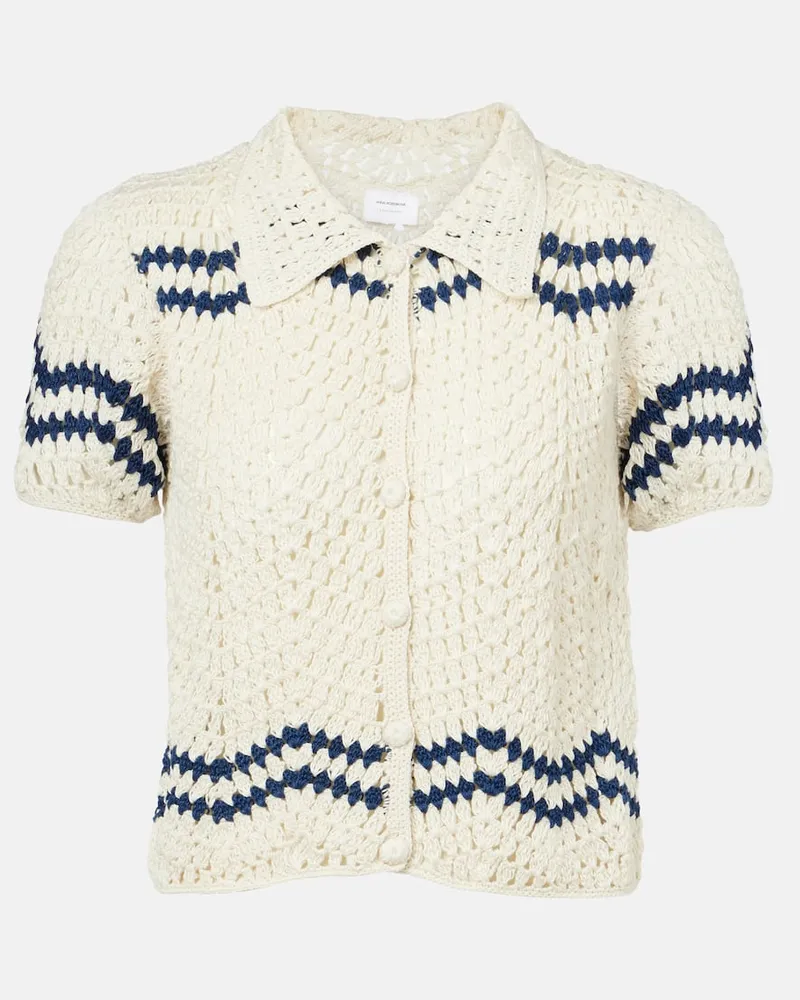 Anna Kosturova Camicia Nautical in crochet Bianco
