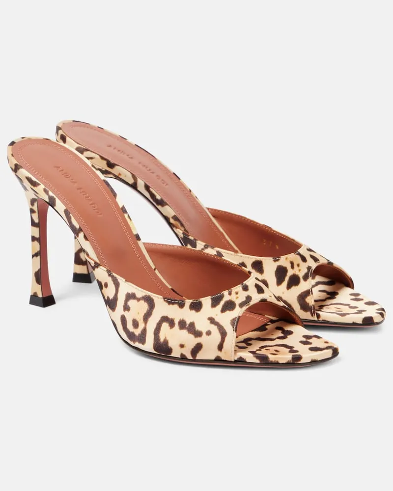 Amina Muaddi Mules Alexa 95 in raso con stampa Multicolore