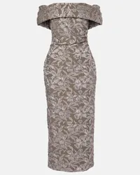 Oscar de la Renta Abito midi in jacquard metallizzato Metallizzato