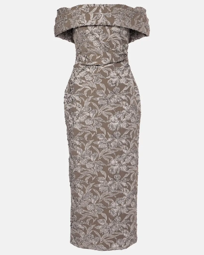 Oscar de la Renta Abito midi in jacquard metallizzato Metallizzato