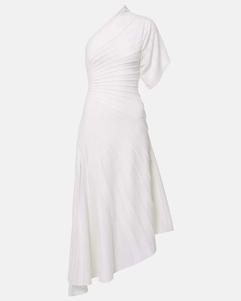 Alaïa AlaÃ¯a Abito midi Asym Ray in lana vergine Bianco