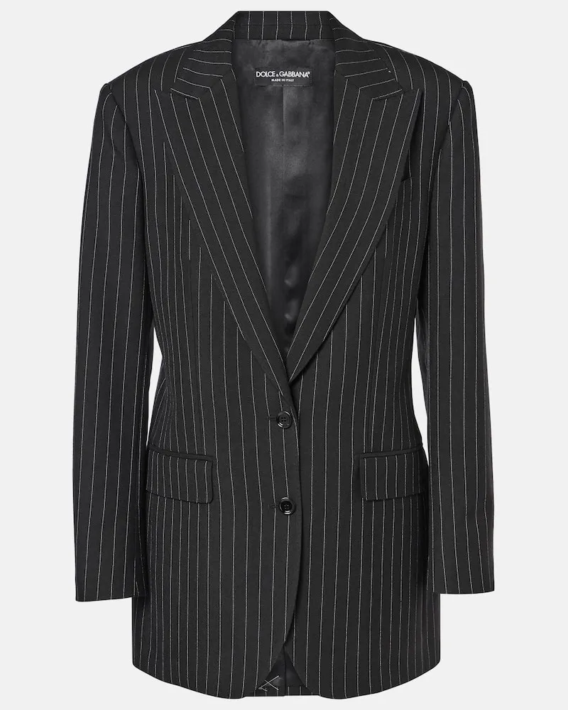 Dolce & Gabbana Blazer gessato in lana vergine Grigio