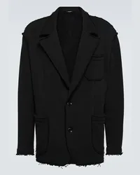 Dolce & Gabbana Blazer Frayed in misto cotone Nero