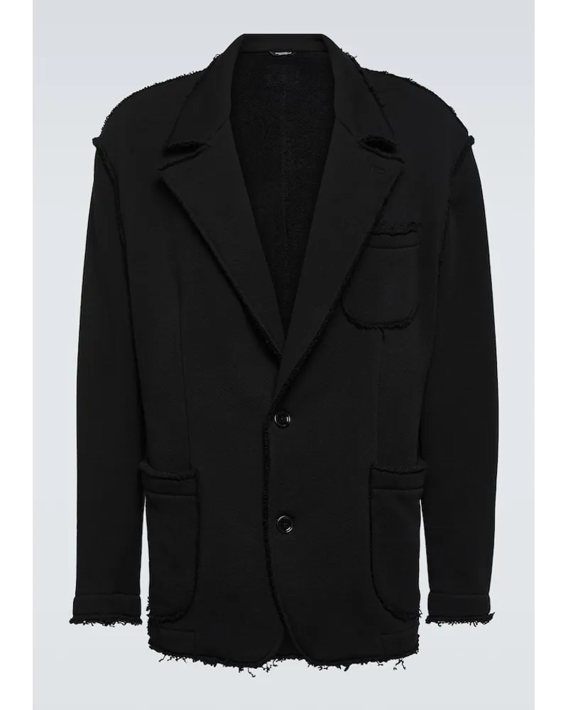 Dolce & Gabbana Blazer Frayed in misto cotone Nero