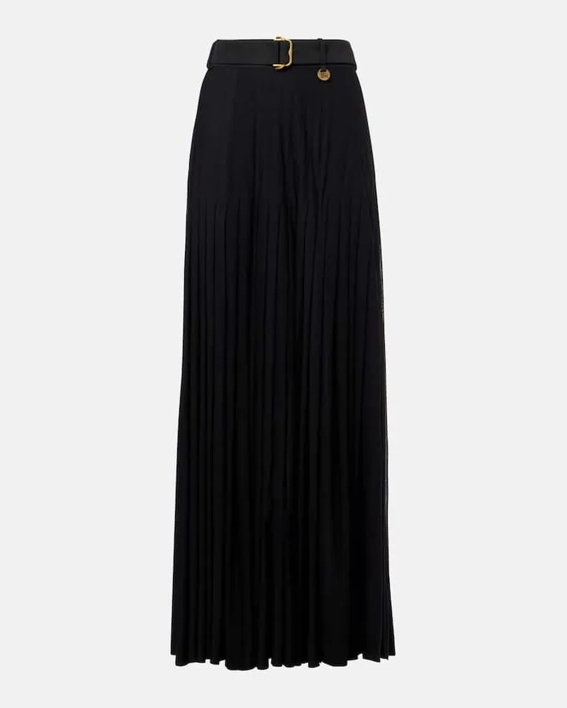 Burberry Gonna lunga in misto cotone a pieghe Nero