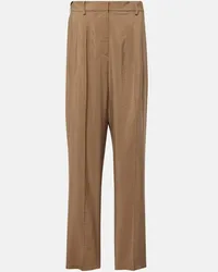 Joseph Pantaloni regular in twill di misto seta Marrone