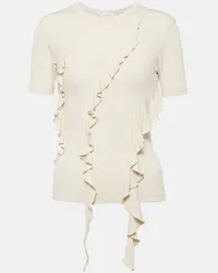 Acne Studios T-shirt a coste con volant Beige