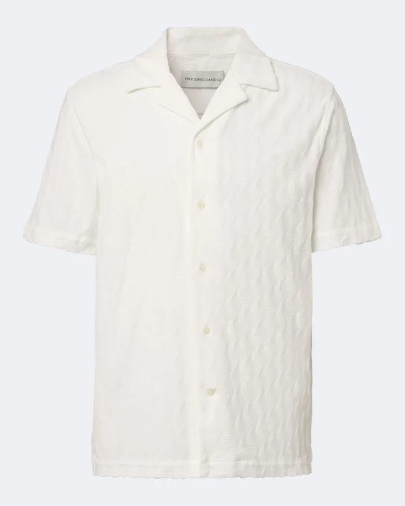 Frescobol Carioca Camicia bowling in misto cotone Bianco