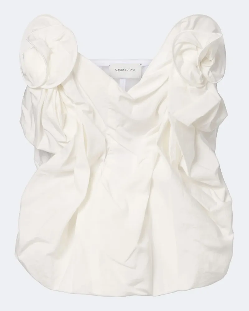 Magda Butrym Top bustier in cotone e seta Bianco