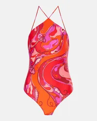 Emilio Pucci Costume intero con scollo all’americana Rosso