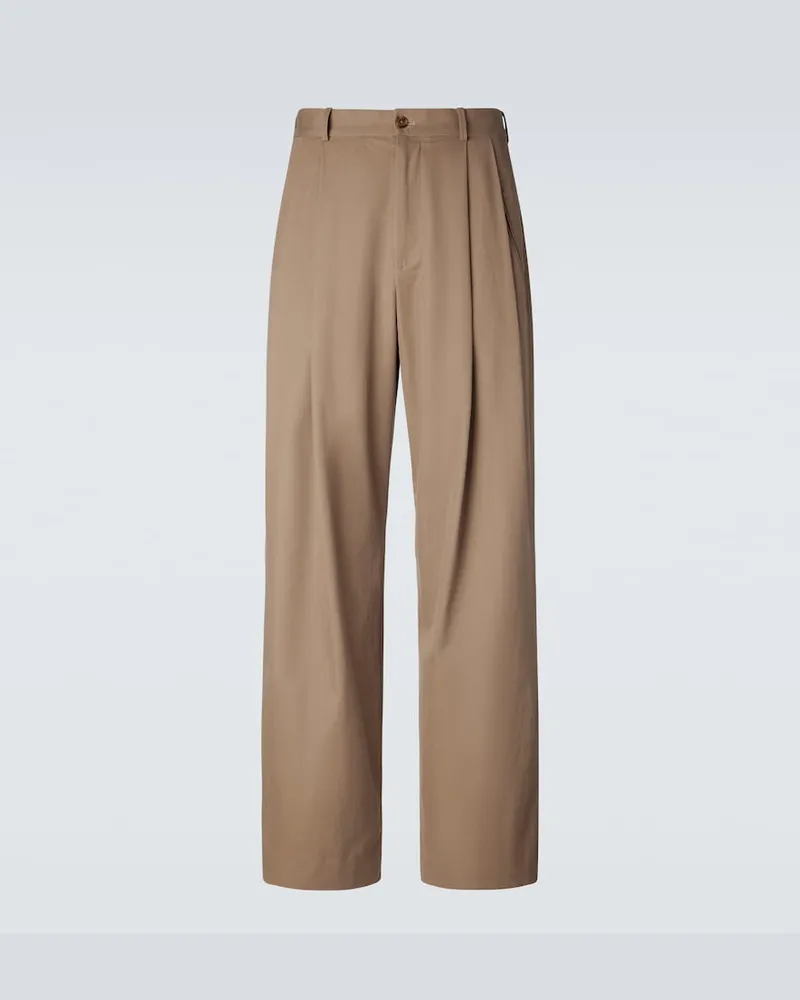 The Row Pantaloni a gamba larga Tibor in cotone e cashmere Marrone