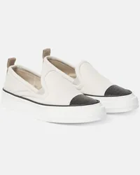 Brunello Cucinelli Slip-on in canvas Bianco