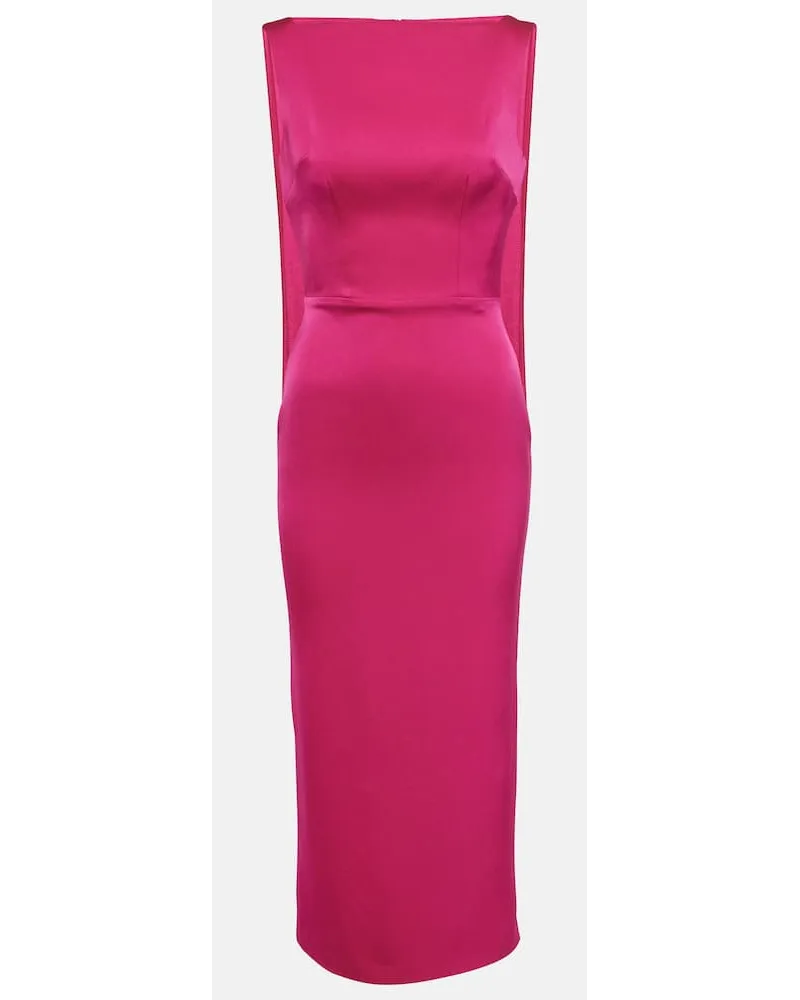 Alex Perry Abito midi in crÃªpe di raso Rosa