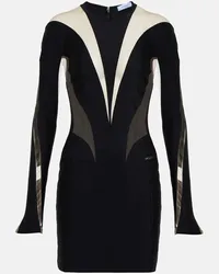 Thierry Mugler Miniabito in jersey con tulle Nero