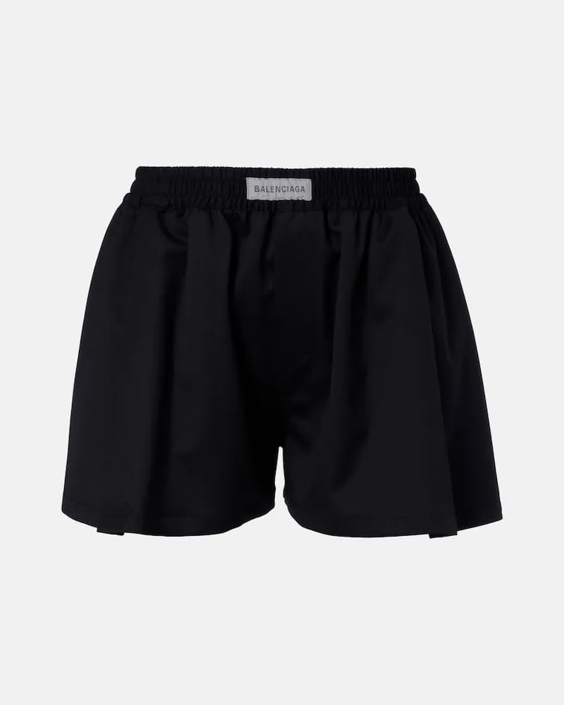 Balenciaga Shorts in misto lana con logo Nero
