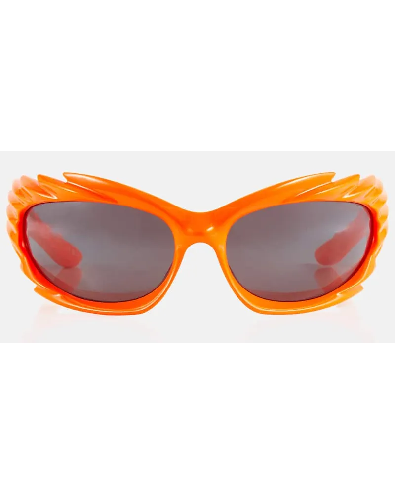 Balenciaga Occhiali da sole rettangolari Spike Arancione