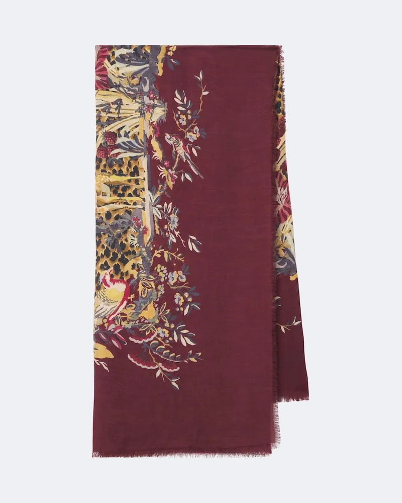 Etro Sciarpa in modal e cashmere con stampa Borgogna