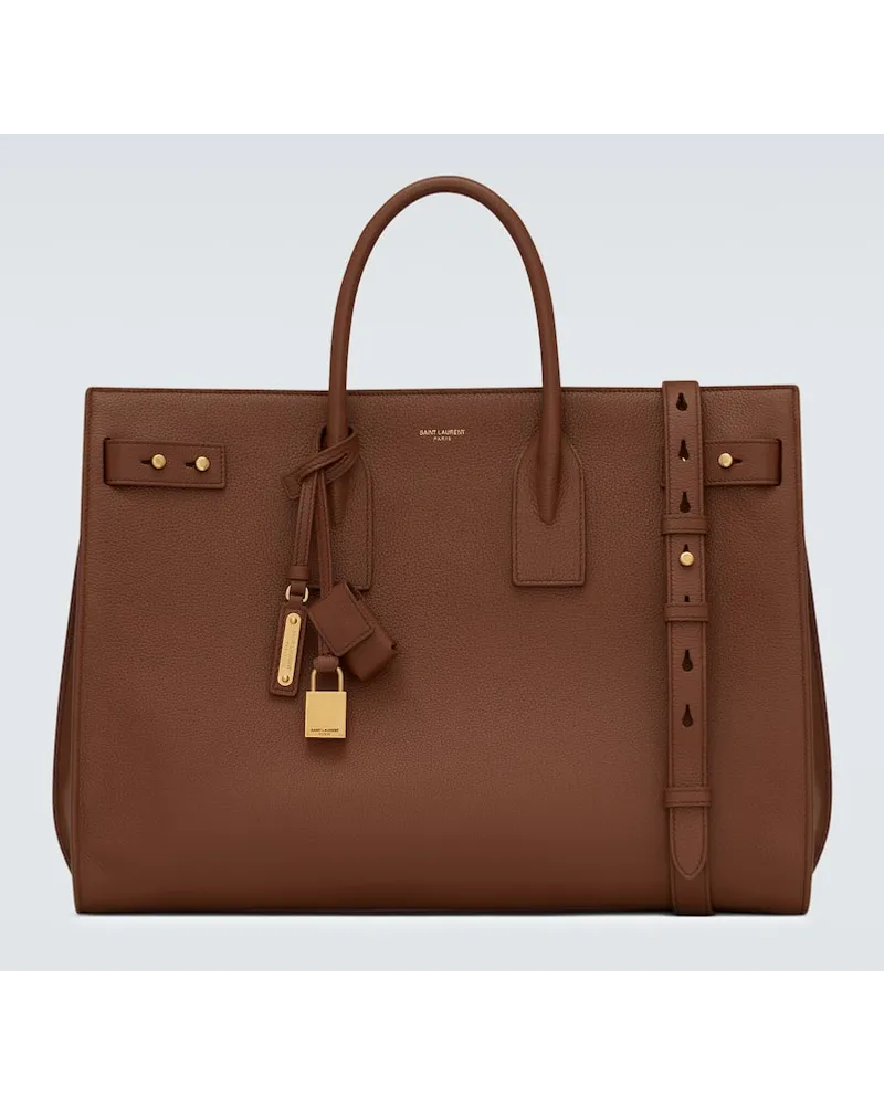 Saint Laurent Borsa Sac de Jour Thin Large in pelle Marrone