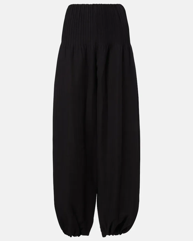 Vince Pantaloni balloon in cotone, rayon e lino Nero