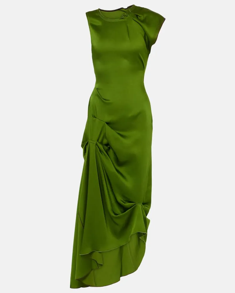 Victoria Beckham Abito lungo asimmetrico in raso Verde