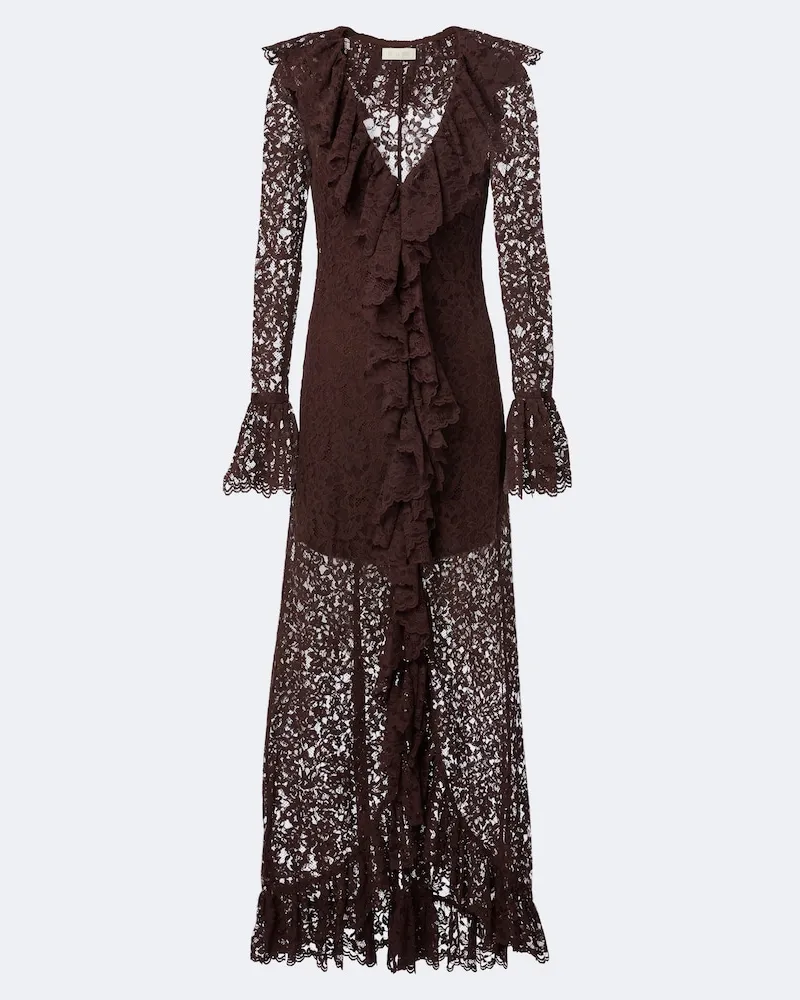 De La Vali Abito lungo Clementina in pizzo asimmetrico Marrone