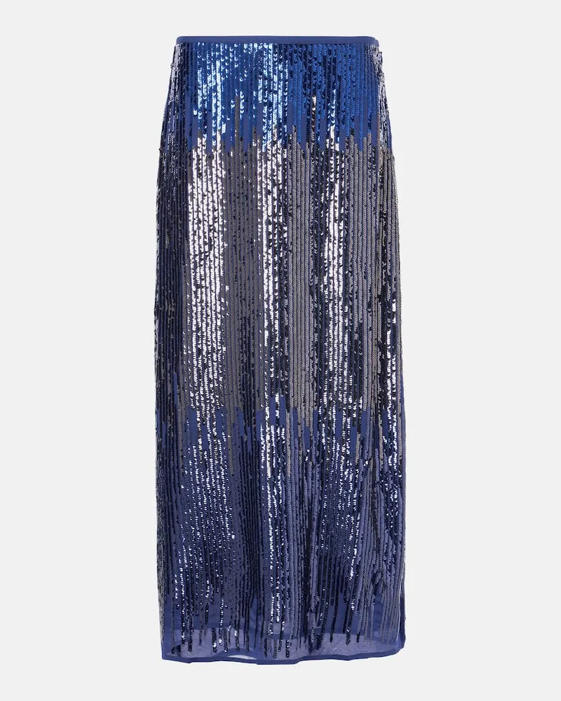 RIXO Gonna midi Kelly con paillettes Blu