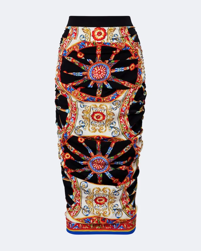 Dolce & Gabbana Gonna midi Caretto in misto seta Multicolore