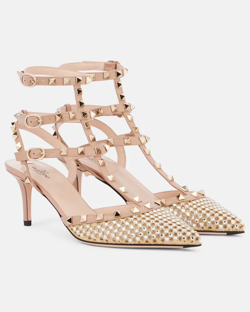 Valentino Garavani Pumps slingback Rockstud 60 in pelle con cristalli Rosa
