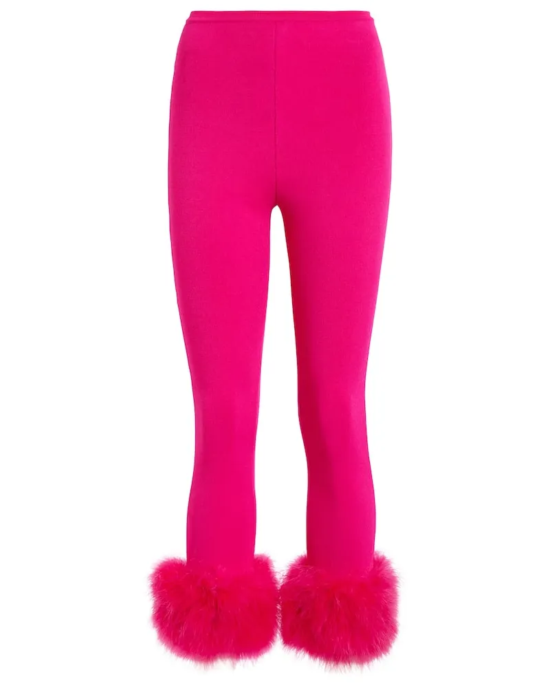 Magda Butrym Pantaloni cropped con piume Rosa