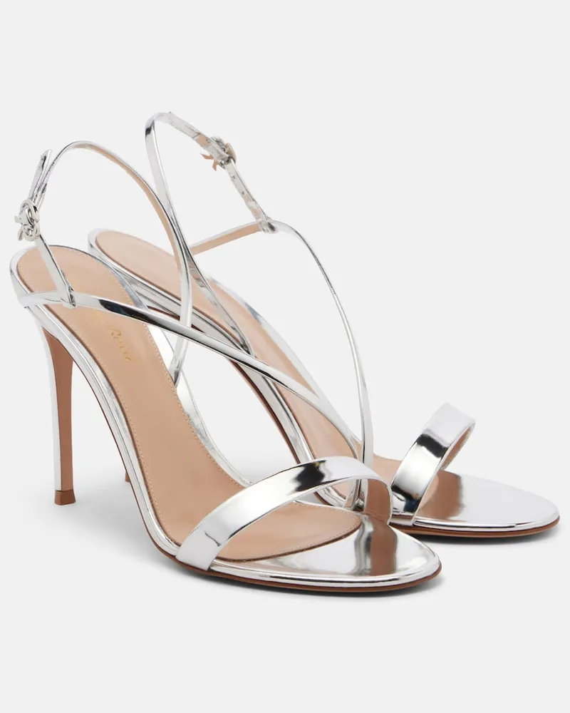 Gianvito Rossi Sandali Manhattan in pelle metallizzata Argento