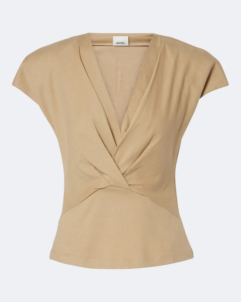 Isabel Marant Top Nadrine in jersey di cotone Beige