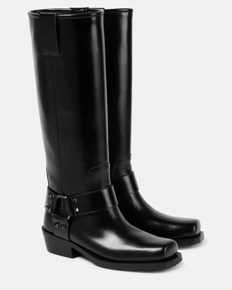 Valentino Garavani Stivali biker Rockstud in pelle Nero