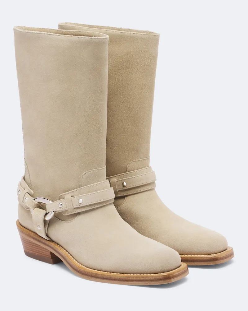 Paco Rabanne Stivali biker in suede Beige
