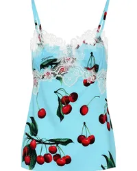 Dolce & Gabbana Camisole a stampa in raso di seta Blu