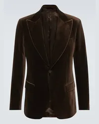 LARDINI Blazer in velluto di misto cotone Marrone