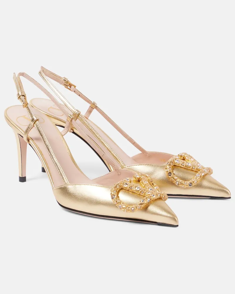 Valentino Garavani Pumps VLogo Signature in pelle metallizzata Oro