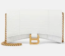 Balenciaga Clutch portafoglio Hourglass in pelle stampata Bianco