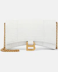 Balenciaga Clutch portafoglio Hourglass in pelle stampata Bianco