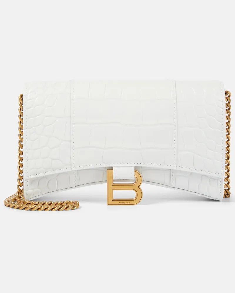 Balenciaga Clutch portafoglio Hourglass in pelle stampata Bianco