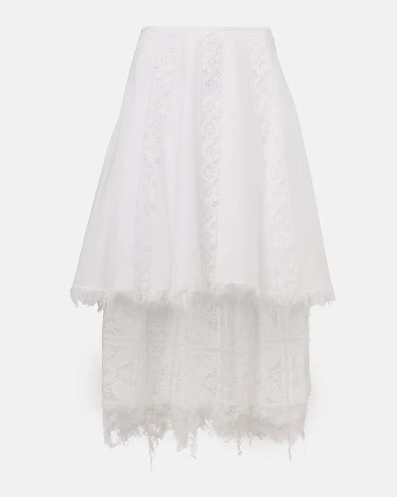 Loewe Paula's Ibiza - Gonna midi in cotone e seta Bianco