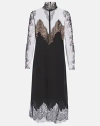 Valentino Garavani Abito midi in georgette con pizzo Nero