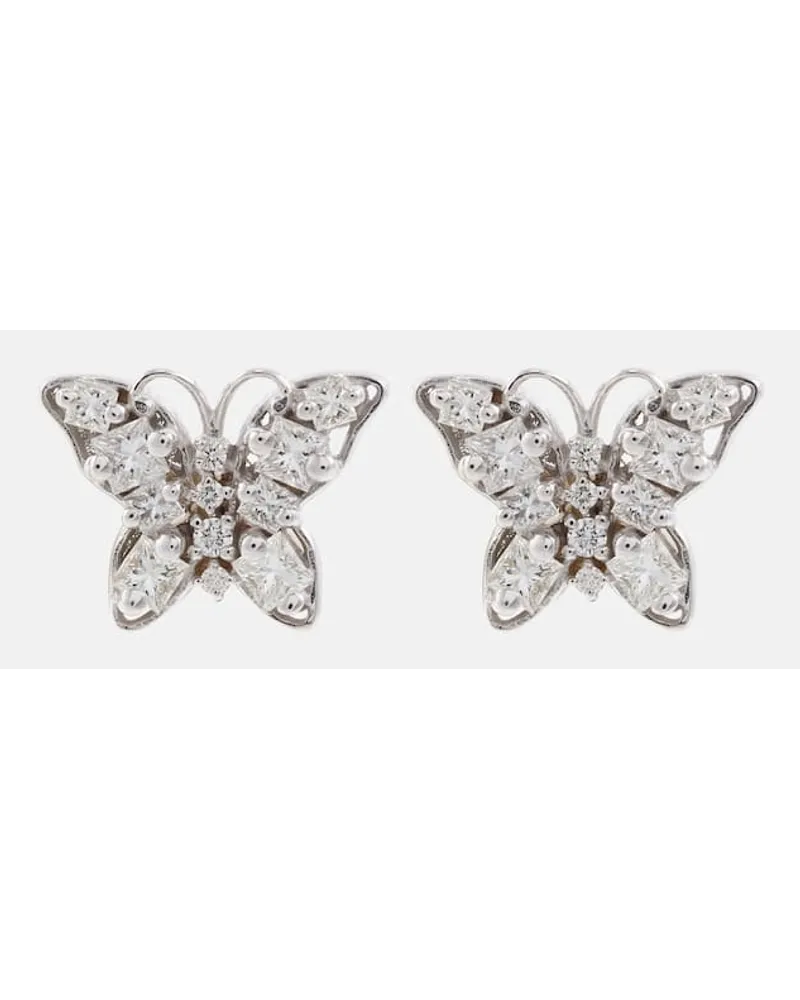Suzanne Kalan Orecchini Fireworks Butterfly in oro bianco 18kt con diamanti Argento