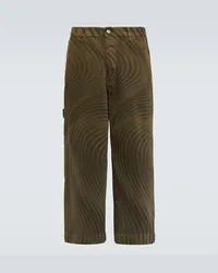 Dries van Noten Pantaloni Pip in cotone con stampa Marrone